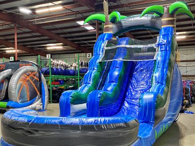 15' Blue rush Inflatable Water Slide - Wet or Dry Slide - Cincinnati, Ohio