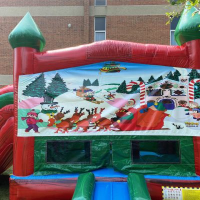 Christmas Santa Claus Playhouse Ruby Castle Inflatable Bounce House and Slide Combo Rental Cincinnati Ohio