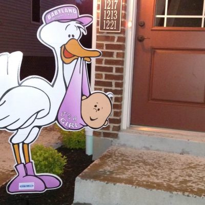 It's A girl Lifesize Stork Sign Rental Cincinnati Ohio