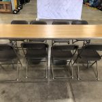 8' Rectangle Wood Banquet Table & Brown Plastic Folding Chairs Rental Cincinnati Ohio