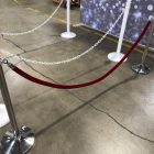 White Plastic Chain & Stanchion Chrome Stanchion Post with Red Velvet Ropes Rental Cincinnati Ohio