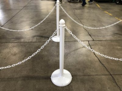 White Plastic Chain & Stanchion Post Rental Cincinnati Ohio