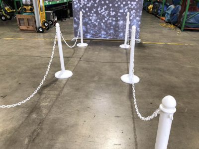 White Plastic Chain & Stanchion Post Rental Cincinnati Ohio
