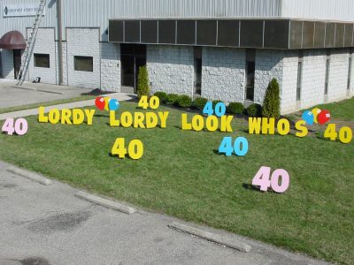 40th birthday Custom Yard Cards & Signs Rentals Cincinnati Ohio