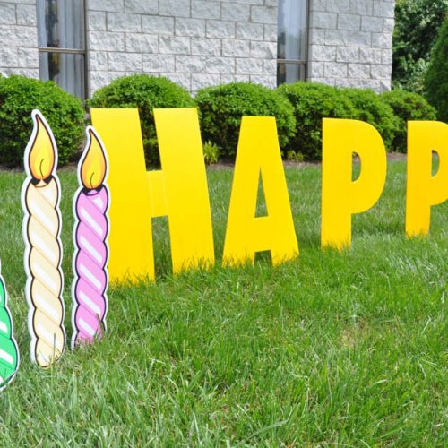Yard Card Lawn Greeting Birthday Candles Cincinnati A1 Amusement Party Rentals Inflatables