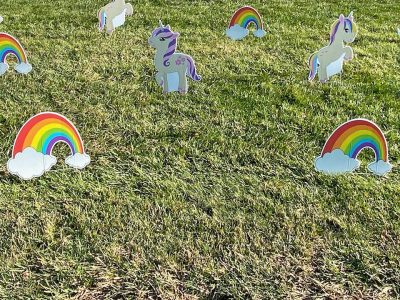 Rainbows & Unicorns Birthday Yard Cards & Signs Rentals Cincinnati Ohio