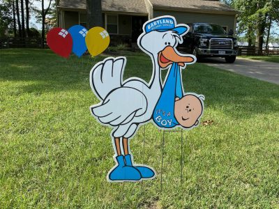 It's a boy stork birth announcement Yard Cards & Signs Rentals Cincinnati Ohio