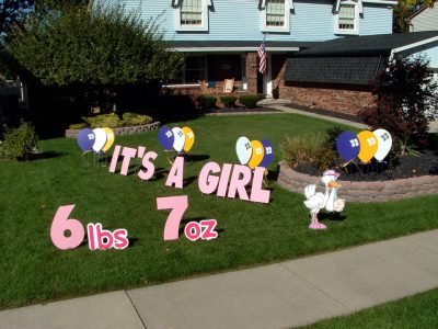 It's a Girl Stork Birth Announcement Yard Cards & Signs Rentals Cincinnati Ohio