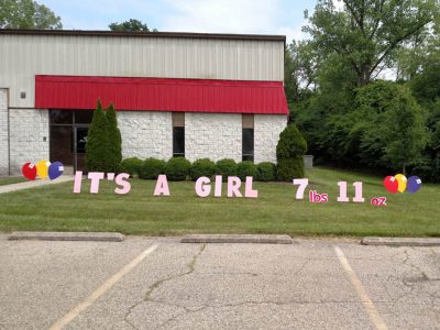 It's a Girl Stork Birth Announcement Yard Cards & Signs Rentals Cincinnati Ohio