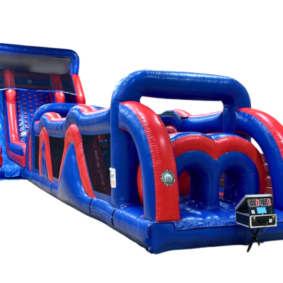 70' Extreme Run & Climb Inflatable Obstacle Course w/ Interactive Light Kit